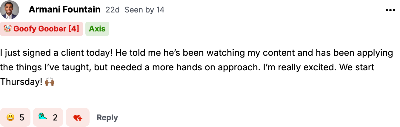 Signed a new coaching client